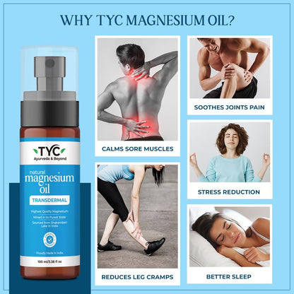 TYC-Trust Your Choice Natural Magnesium Oil Mist Spray, Muscle Relaxant, Reduces Fatigue, Relieves Foot Tension, Helps in Better Sleep, For Men and Women 100 ml