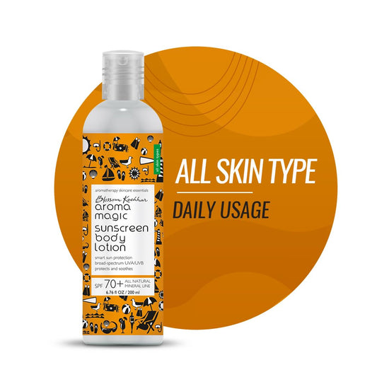 Aroma Magic Sunscreen SPF 70+ Body & Face Lotion Offers broad-spectrum UVA/UVB protection & relieves sunburns | with Zinc Oxide & Pro-Vitamin B5 (All skin types) 200ml