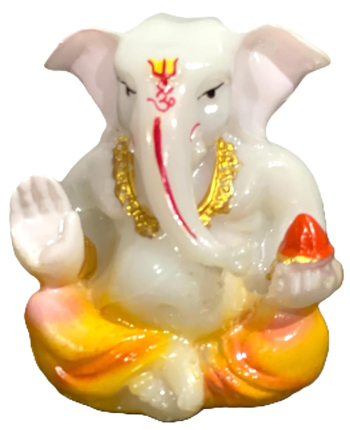 Lord Ganesha Idol for Car Dashboard | Composite Marble Ganesh | Available in White, Golden & Black | Small Sitting Ganpati Murti