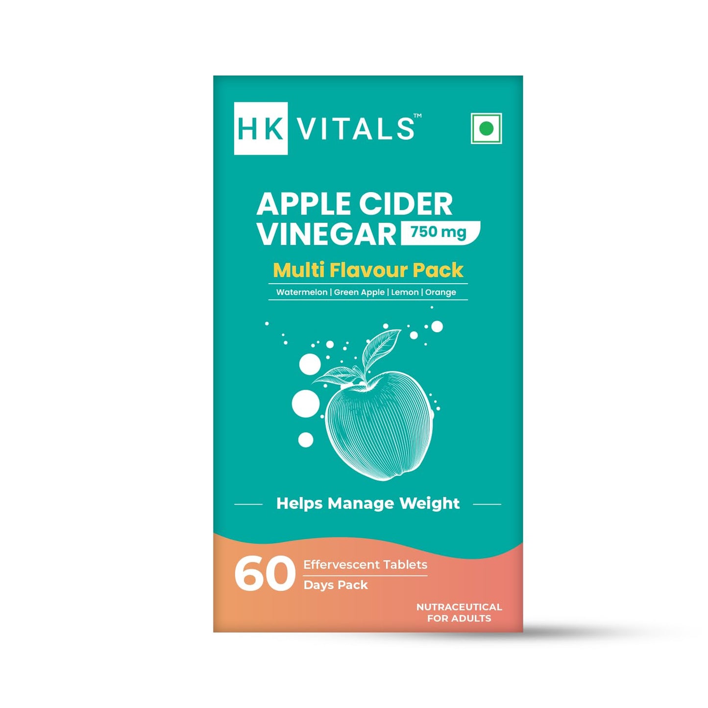 HealthKart HK VITALS Apple Cider Vinegar 750mg (Multi Flavour Pack, 15 Effervescent Tablets Each)| For Weight Management & Gut Health, Supports Digestion