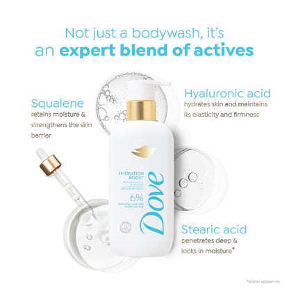 Dove Hydration Boost Serum Body Wash | 6% Hydrating Serum with Hyaluronic Acid | For instantly plump & dewy skin | Paraben & SLS free | 300 ml