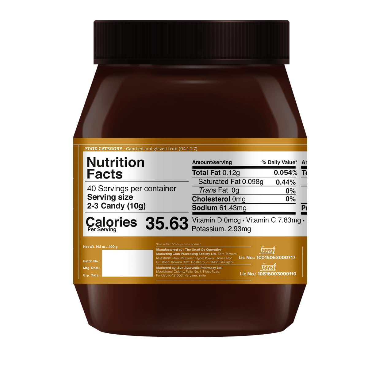 Jiva Amla Chatpata Candy 400gm | Rich In Dietary Fibres & Vitamin C, Boosts Immunity, Supports Healthy Digestion