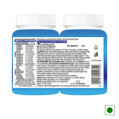 Two blue supplement bottles with white labels on a white background