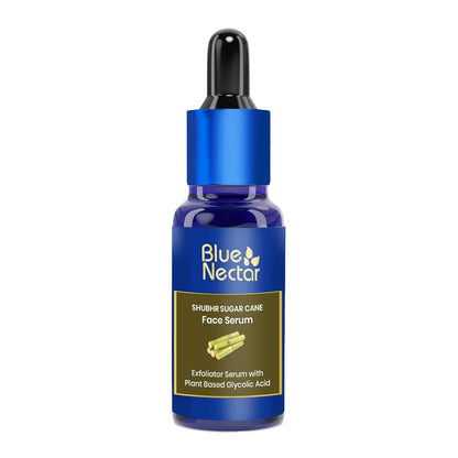 Blue Nectar AHA Face Serum with Plant-Based Glycolic Acid from Sugarcane for Deep Exfoliation | AHA Peeling Solution & Exfoliating Face Serum for Women & Men (14 Herbs, 30 ml)