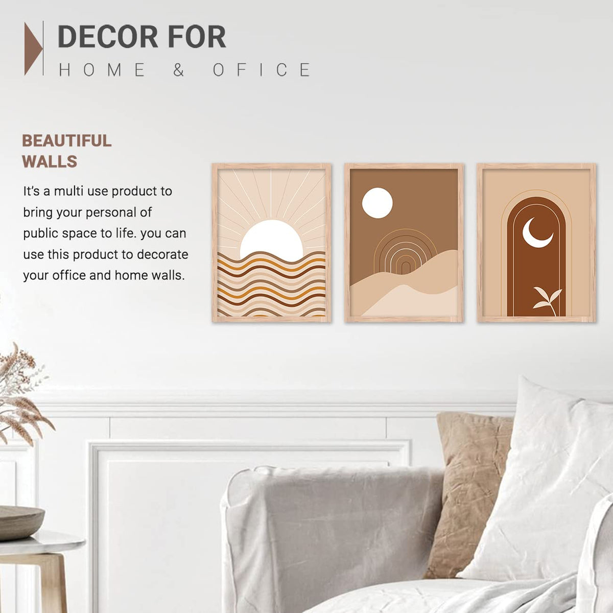 Painting for Wall Decoration - Modern Art Wall Decor Framed Painting for Living Room Bedroom - Framed Wall Posters/Paintings with Frame Set of 3 (Art 10, 10x13 inch)