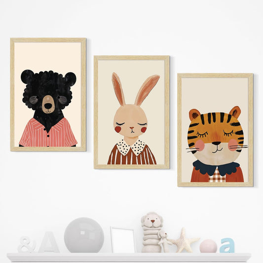 Wall Paintings For Kids Room, Kids Room Wall Frame, Wall Decoration Items, 12x18 inch (A3+) Size, Multicolor, Synthetic Wood, Set Of 3