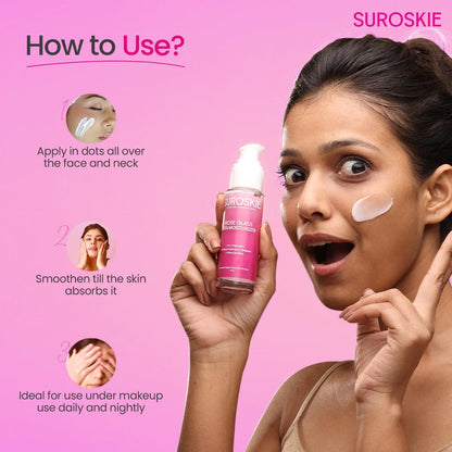 Suroskie Rose Glass Skin Moisturizer 50Ml | Enriched With Collagen, Ceramides & Polyglutamic | 4 In 1 Moisturizer, Glowing, Hydrating & Refreshing Skin | All Skin Types | Skin Care For Women