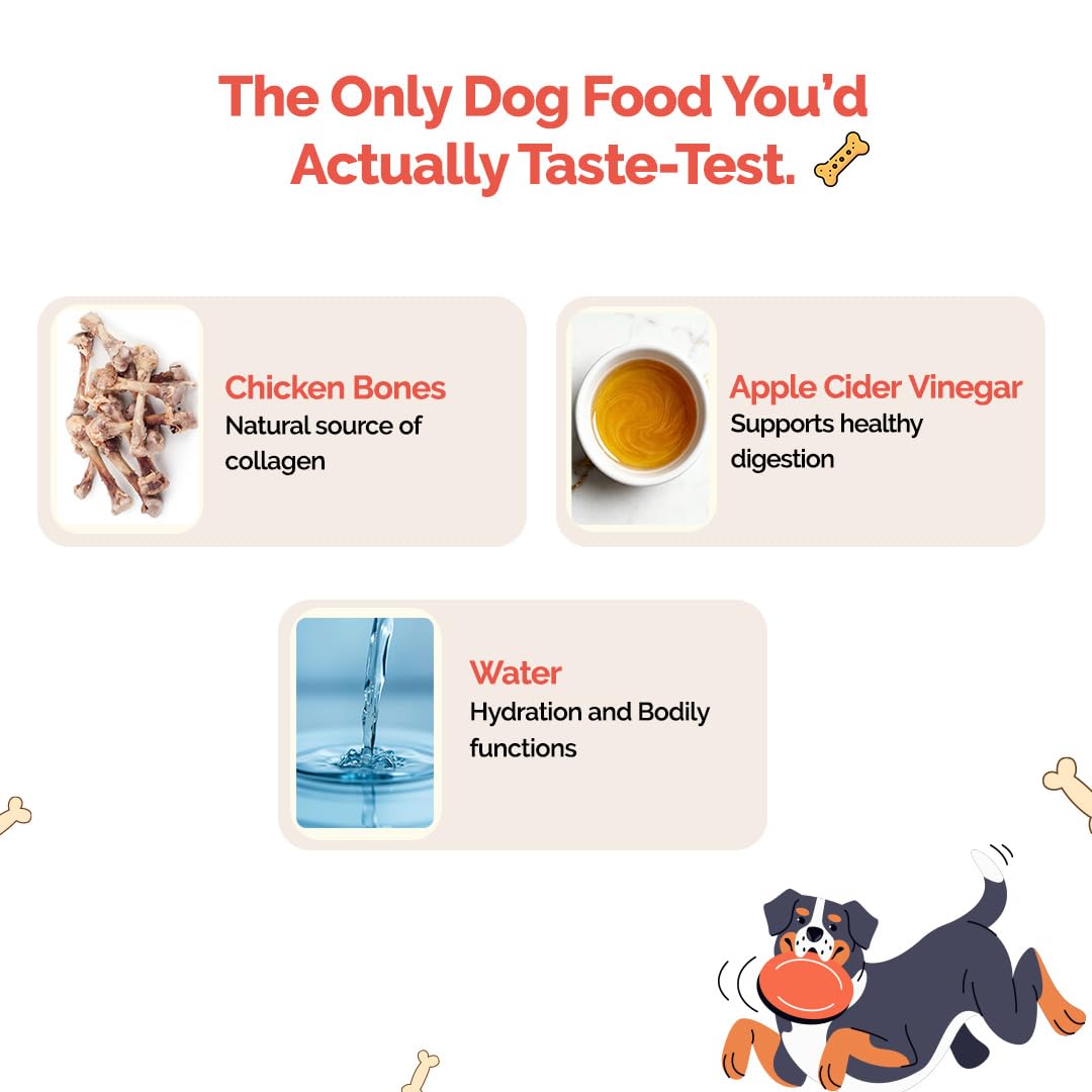 Goofy Tails Chicken Bone Broth for Dogs 100ml (100ml X 1 Pack), Human Grade, Preservative Free, Gut Friendly Dog Food Topper, Dog Supplements with Natural Collagen