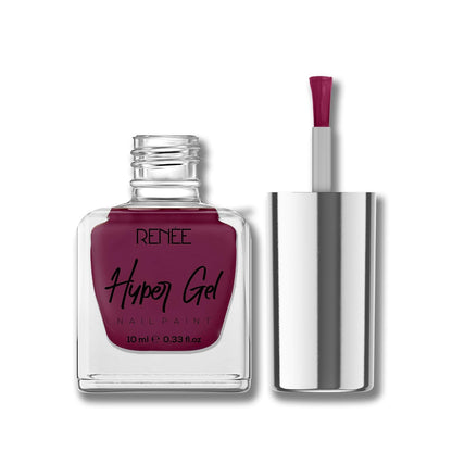 RENEE Hyper Gel Nail Paint - Plum CrushQuick Drying, Glossy Finish, Long Lasting, Chip resisting Formula with High Shine Polish, Acetone & Paraben Free, 10ml
