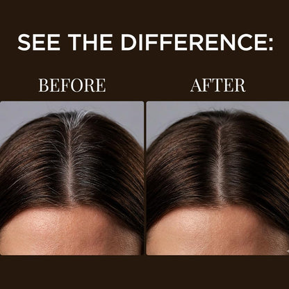 Before and after comparison of hair treatment on a person's head.
