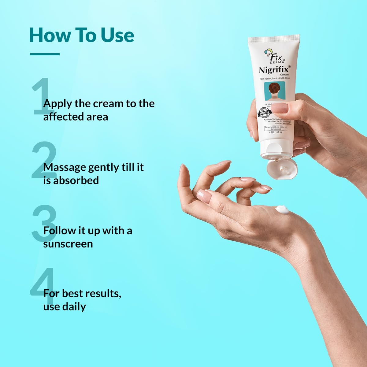Fixderma Nigrifix Cream for Acanthosis Nigricans with Lactic Acid | Dermatologist Tested Retinol Cream | For Dark Body Parts like Neck, Ankles, Knuckles, Armpits, Thighs & Elbows | Exfoliant - 50g