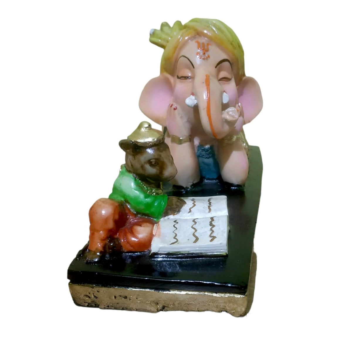 Ganesha Ganesh Ganpati Gajanan Statue Idol Murti Gift Item Decorative Showpiece Multicolor Polyresin Pack of 1 (B007)