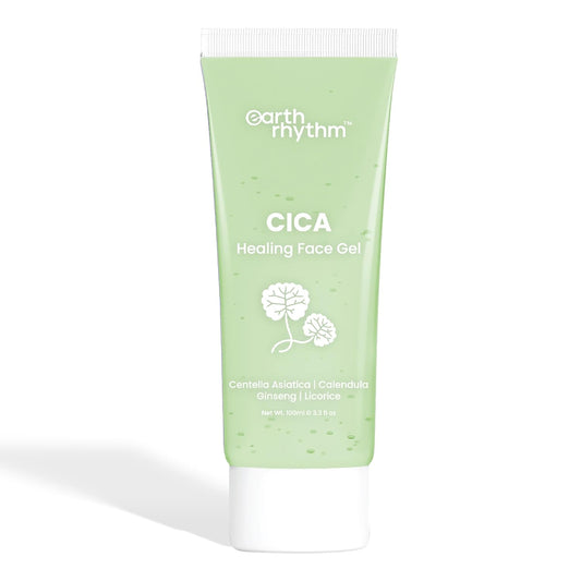 Earth Rhythm Cica Gel with Centella Asiatica, Calendula, Ginseng & Licorice, for Oily, Acne Prone Skin & Sensitive Skin Type -100gm (New Packaging)