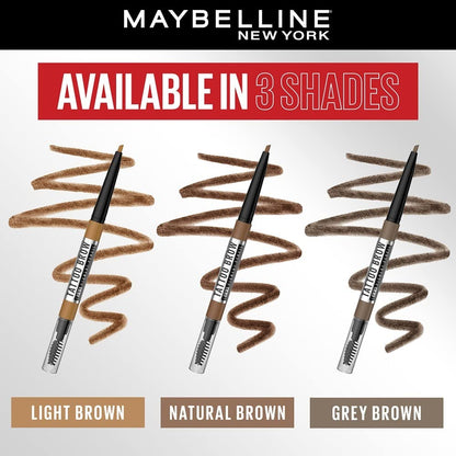 Maybelline New York Tattoo Brow 36h Brow Pencil - Natural Brown, Creamy Powder Texture, Precision Tip. Maybelline New York Tattoo Brow Eyebrow Pencil Lasts Up To 36Hr, Smudge & Water-proof | 0.25 g