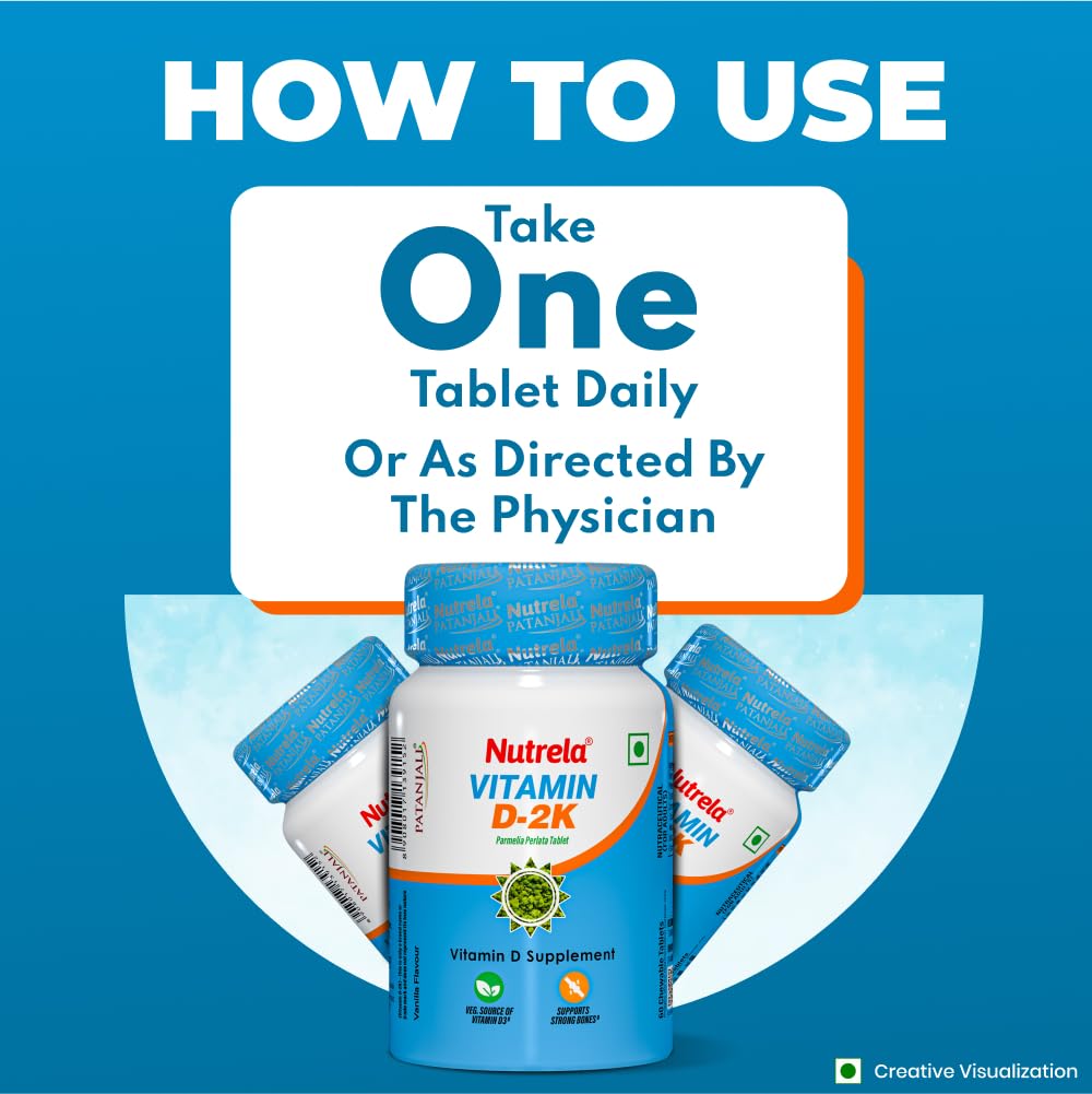 NUTRELA PATANJALI VIT D2K NATURAL TAB- VANILLA, Pack of 60 tabs