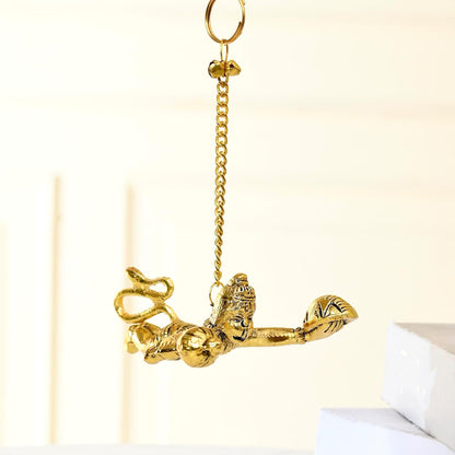 Metal Flying Hanuman for Car Door Window Hanging, Metal Hanuman Ji Idol for Car Dashboard Hanging (5 Inches Height, Golden)