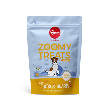 Rawr4dogs Chicken Hearts Zoomy Treats | Freeze-Dried | Rich in Taurine and Proteins | No Preservative | Also Use As Treat or Food Topper | 45 GMS | All Life Stages