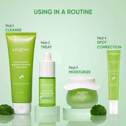 Zephivo Dot & Key Cica Clear Spot Correction Gel for Active Acne | Soothing, Lightweight & Non Drying | Reduces Active Acne & Redness | Fades Acne Scars & Dark Spots | For Oily, Acne Prone Skin | For Women & Men | 20ml
