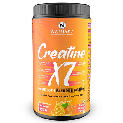 Naturyz Creatine X7 supplement container on a white background