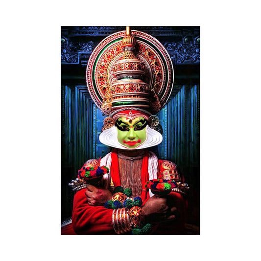 Kathakali Paintings for Living room, Kathakali Poster Big Size with Sparkle Coated Lamination - 2241 (Self Adhesive) 18x24 Inch