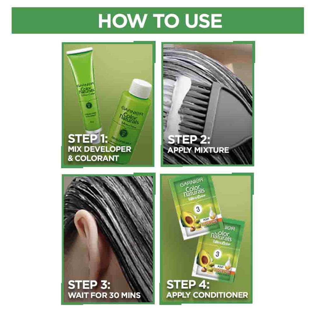 Step-by-step guide on how to use Garnier Color Naturals hair color product.