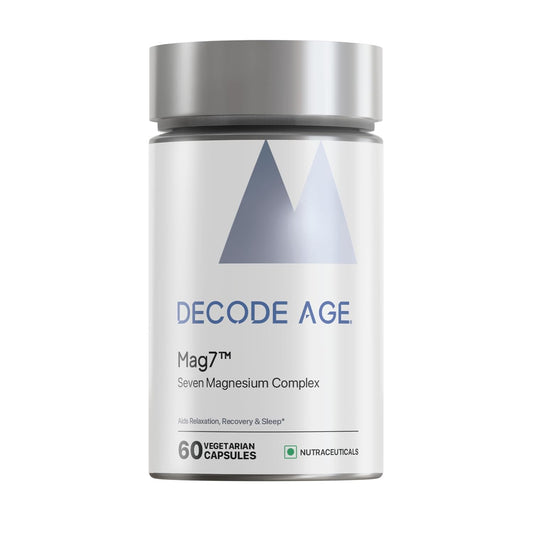 Decode Age Mag7| Magnesium Supplement Complex with BisGlycinate, Citrate, Malate, Oxide, and others| 99% Pure| Strong Bones, Muscle Recovery, Better Mood and Sleep| 60 Capsule