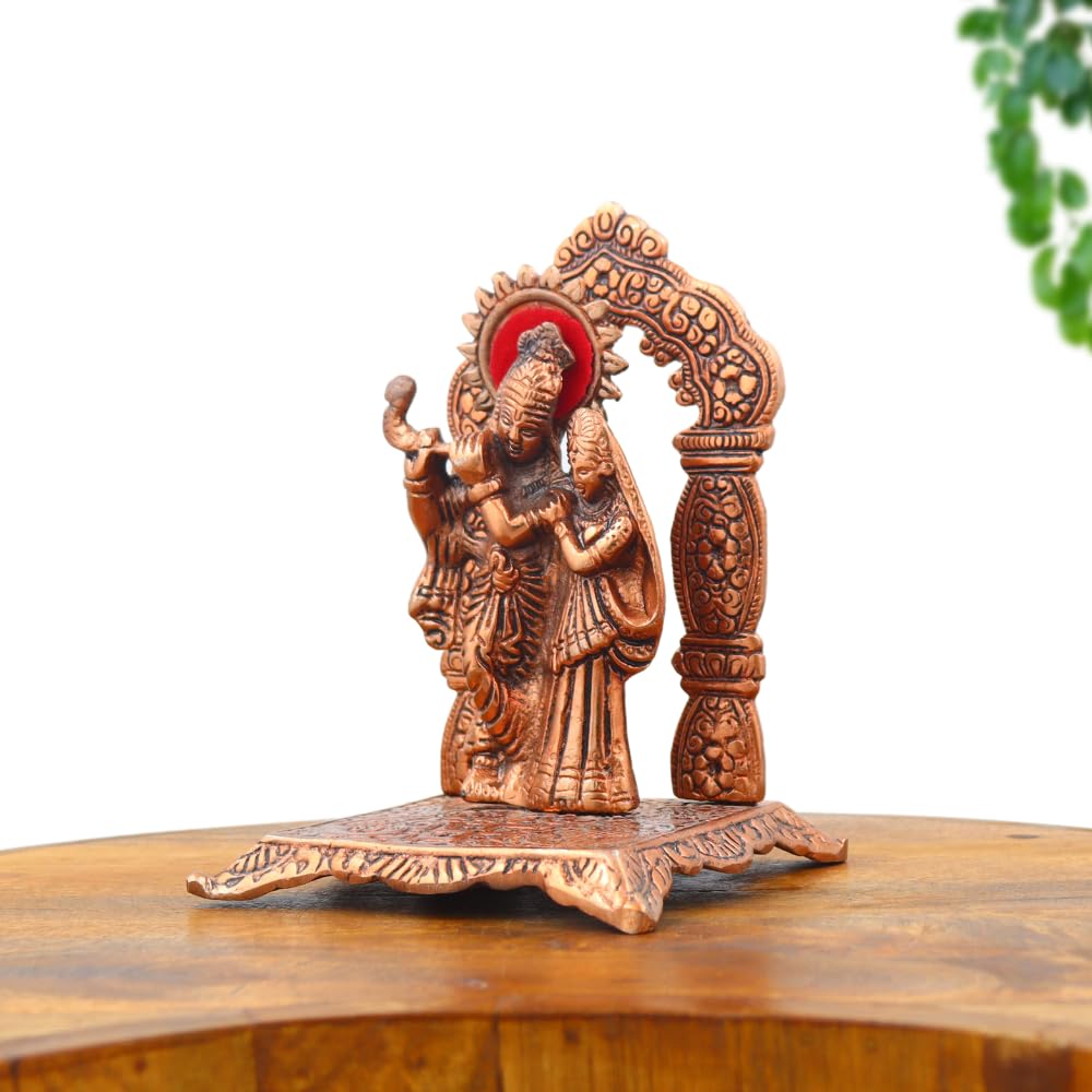 Copper Finish Radha Krishna Idol for Home/Gift | Spiritual Significance | Symbol of Love and Devotion | Bringing Positive Energy | Ideal Gift Option