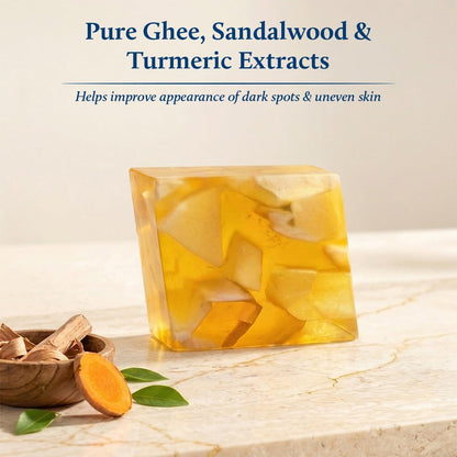 Blue Nectar Sandalwood & Turmeric Soap Bar | Deep Cleansing & Tan Removal Bath Soap for Men & Women | Glycerine soap with Kojic Acid & Glutathione | Sulphate & Paraben Free (150g)