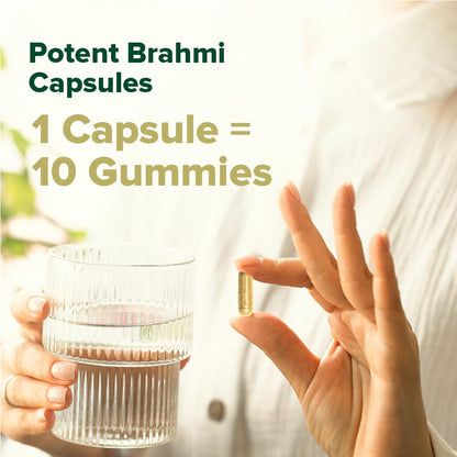 VAHDAM Brahmi Capsules 1000mg | Bacopa Monnieri for Memory, Focus & Cognitive Performance | Dual Extract: Whole Herb + 20% Saponins Standardised Extract | 60 Veg Capsules | Brain Supplement