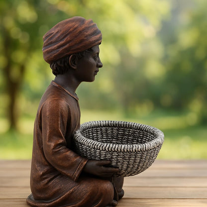Men with Basket Showpiece for Home Decor & Office Decor | Man Idol Figurine (Men with Basket)