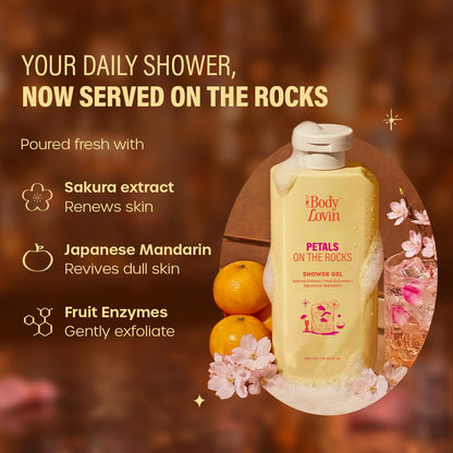 Plum BodyLovin’ Petals On The Rocks Shower Gel | Renewing & Reviving Body Wash | Bergamot, Mandarin & Patchouli | Citrus Floral Fragrance | 250 ml