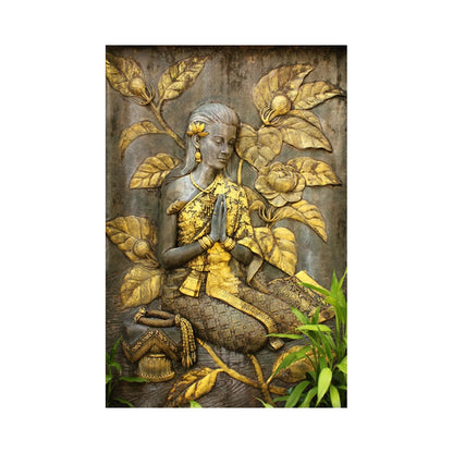 Welcome Lady Paintings for Living room, Welcome Lady Poster Big Size with Sparkle Coated Lamination - 5322 (Self Adhesive) 18x24 Inch