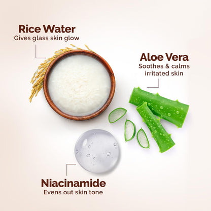Mamaearth Rice Water Dewy Sunscreen with SPF 50 PA++++ | UVA & UVB Protection | Tan Protection | Gives Glass Skin Glow | No White Cast | For All Skin Types | 50 g
