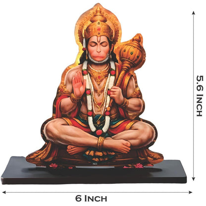 Wooden Bajrangbali Spiritual Tabletop Showpiece for Home, Office Desk, Temple, Living Room Decor, Religious Gift Item (5.6 x 6 Inch)