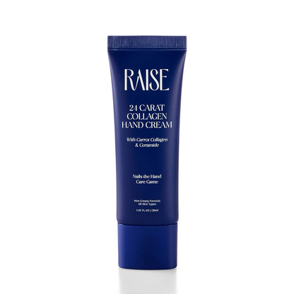 Raise 24 Carat Collagen Hand Cream | Anti-Aging Moisturizer for Hands with Niacinamide, Ceramides & Carrot Collagen | Fades Wrinkles & Fine Lines | 30ml