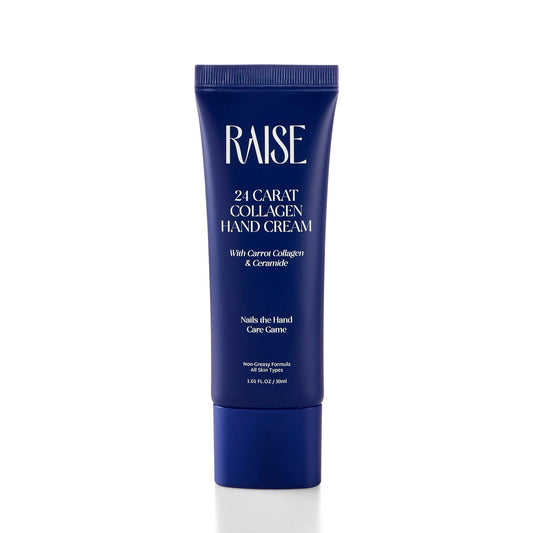 Raise 24 Carat Collagen Hand Cream | Anti-Aging Moisturizer for Hands with Niacinamide, Ceramides & Carrot Collagen | Fades Wrinkles & Fine Lines | 30ml