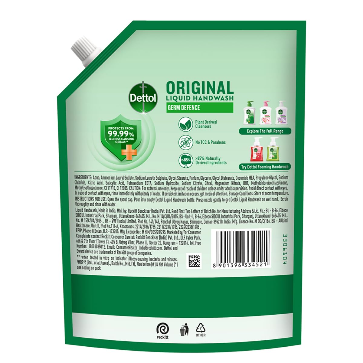 Dettol Liquid Handwash Refill - Original Hand Wash- 1350ml | Germ Defence Formula | 10x Better Germ Protection