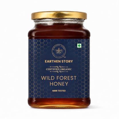 Earthen Story Certified Organic Wild Forest Honey 250 g | NMR & Lab Tested for 290+ Pesticides | NPOP Approved & Traceable with Transaction Certificate | Raw Honey in Glass Jar
