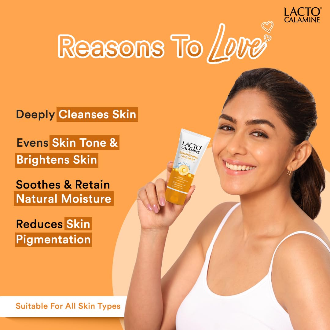 Lacto Calamine Vitamin C Face Wash | Pack of 1 x 100ml | Aloe Vera & Niacinamide Face Wash for Glowing Skin | Facewash that Exfoliates Skin & Reduces Pigmentation | No Parabens, No Sulphates