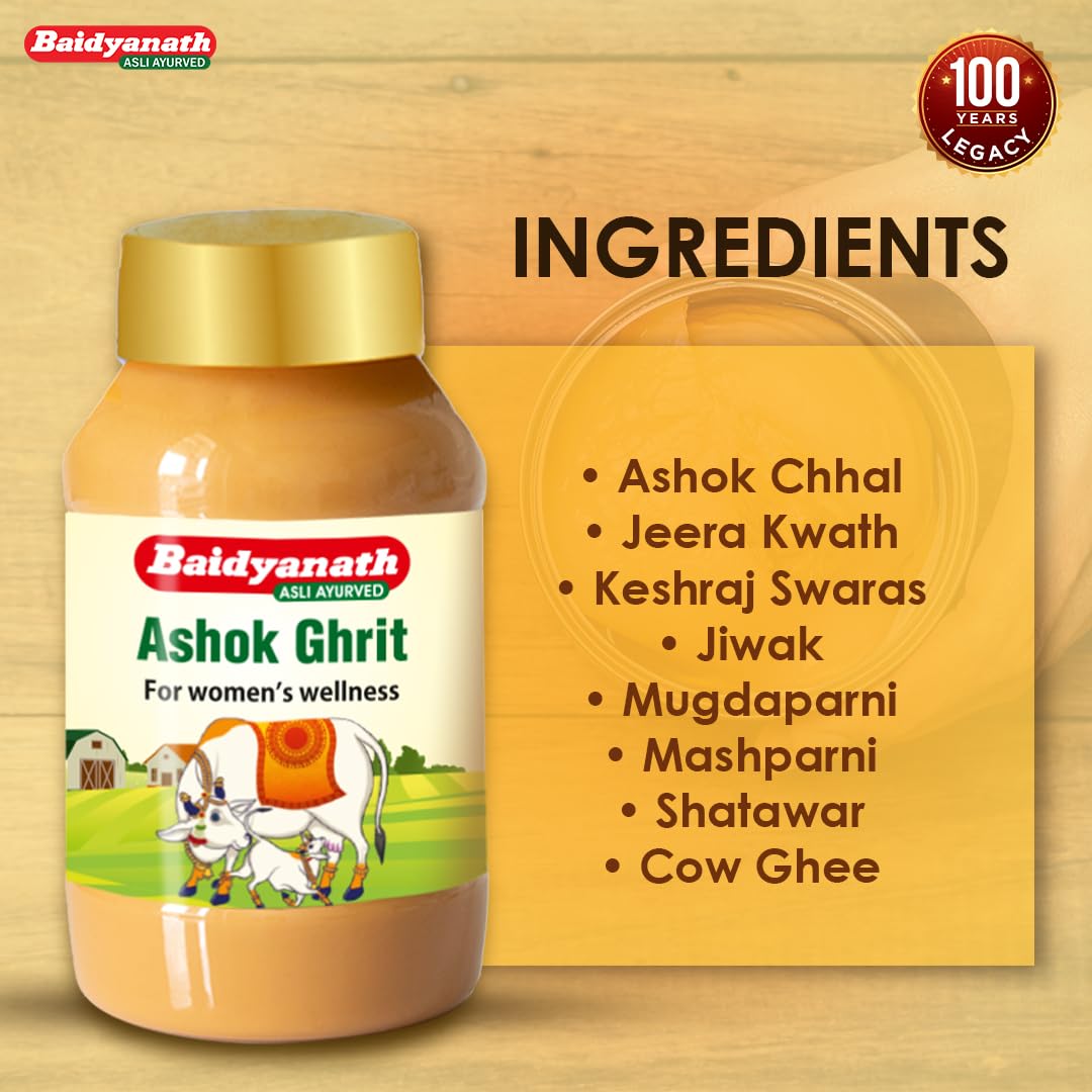 Baidyanath Ashok Ghrita 100 ml | Ayurvedic Wellness For Women | Uterine Support | Anti-Inflammatory & Astringent | Traditional Herbal Remedy