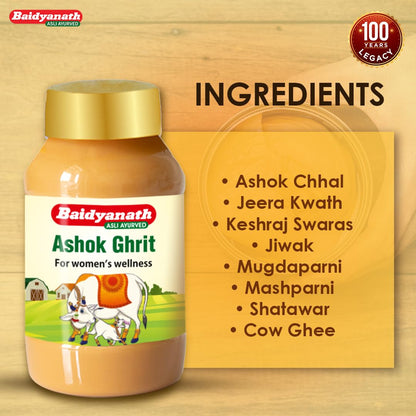 Baidyanath Ashok Ghrita 100 ml | Ayurvedic Wellness For Women | Uterine Support | Anti-Inflammatory & Astringent | Traditional Herbal Remedy