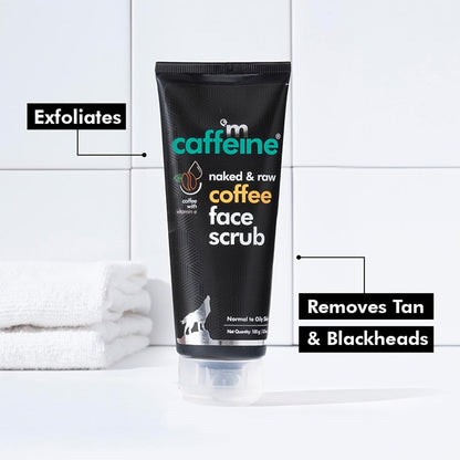 Caffeine coffee face scrub tube on a white background