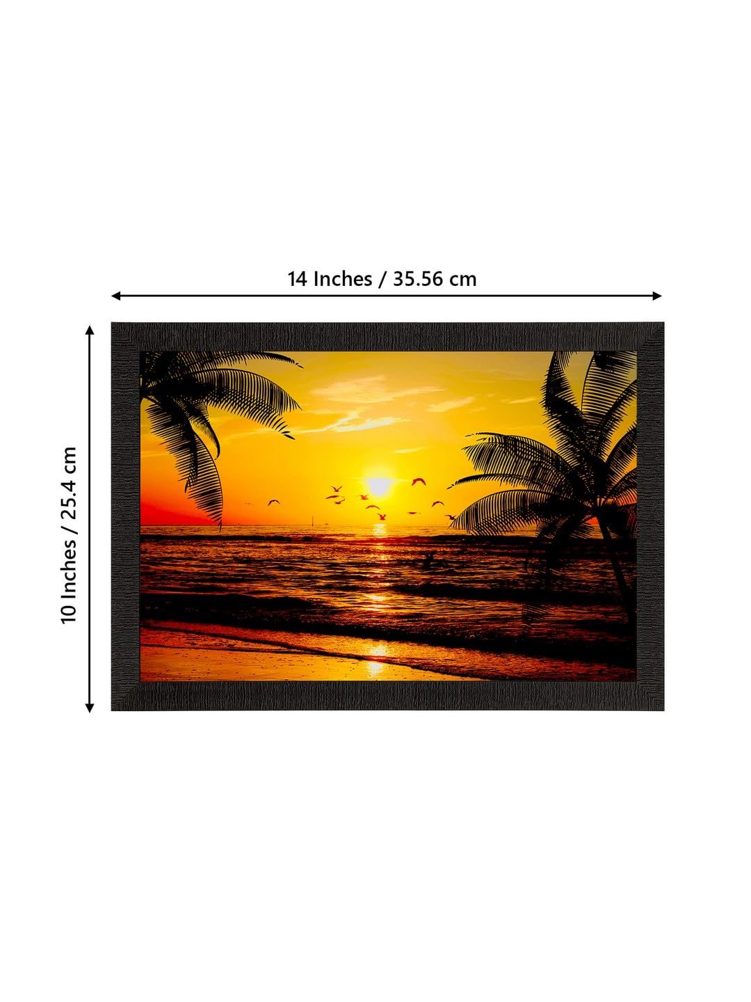 Flying Birds During Sunrise Beach View Painting Digital Printed Wall Art - Coastal Home Decor For Living Room, Bedroom, Office - Gift For Nature Enthusiasts, Family, Friends, Birthday