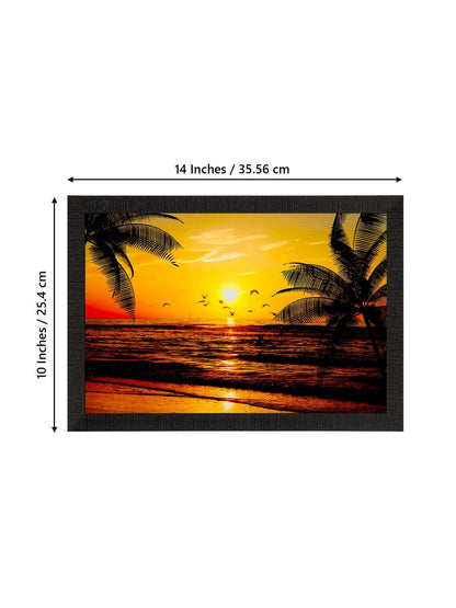 Flying Birds During Sunrise Beach View Painting Digital Printed Wall Art - Coastal Home Decor For Living Room, Bedroom, Office - Gift For Nature Enthusiasts, Family, Friends, Birthday