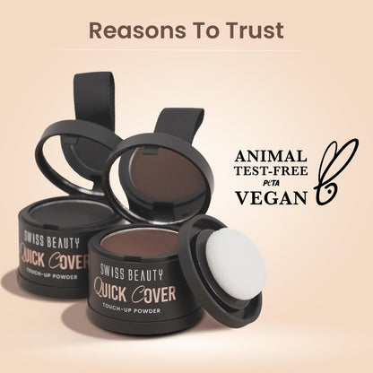 Swiss Beauty Quick Cover Touch-Up Powder | Covers Grey Roots & Bald Spots Instantly | Highly Pigmented | Ideal For Both Men & Women | Long-Lasting | Matte Finish | Shade- Smoky Black, 4g