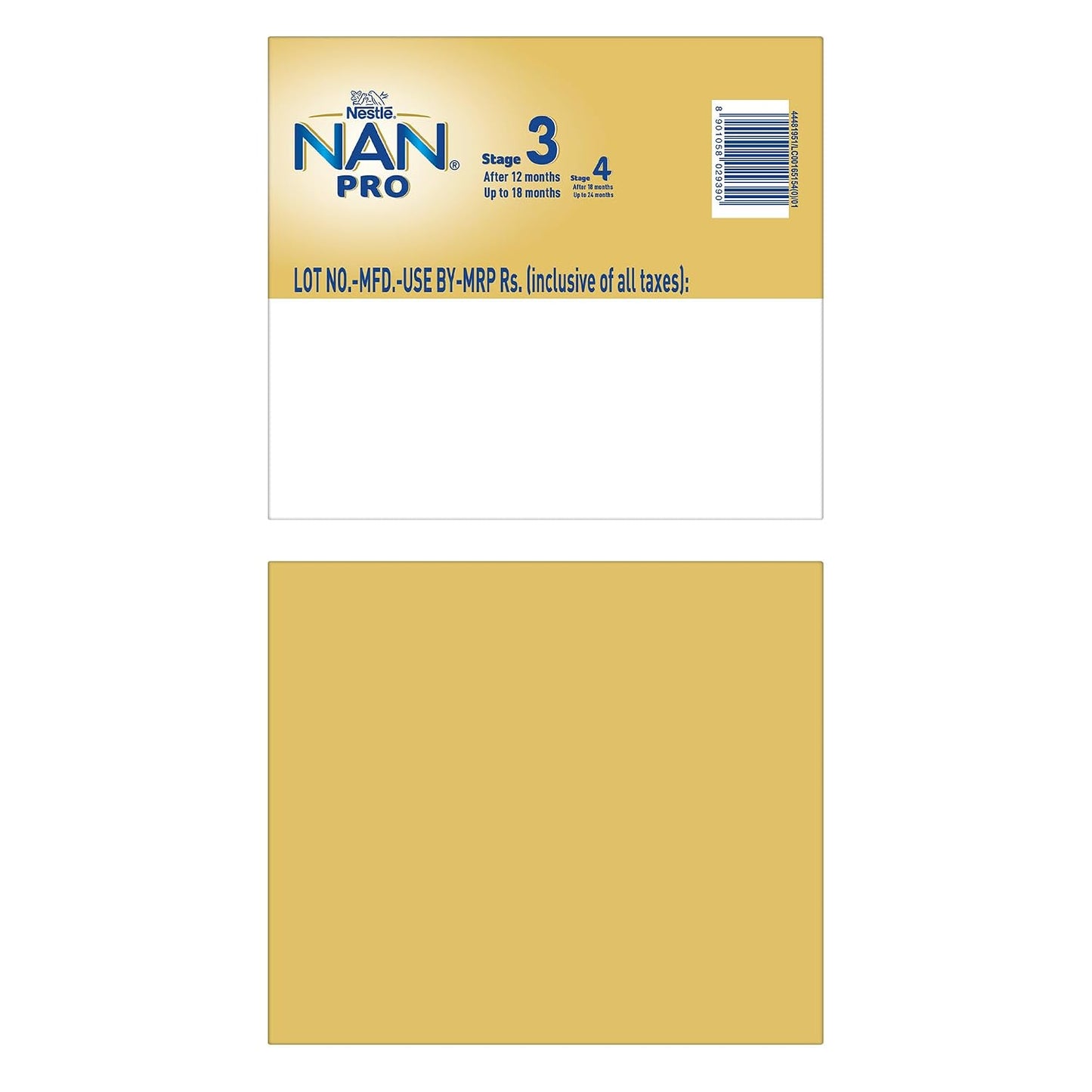 Nestlé NAN PRO 3 Follow-Up Formula-Powder After 12 months, Up to 18 months, Stage 3, 1.2 Kg, 3 x 400g Pouch in Box