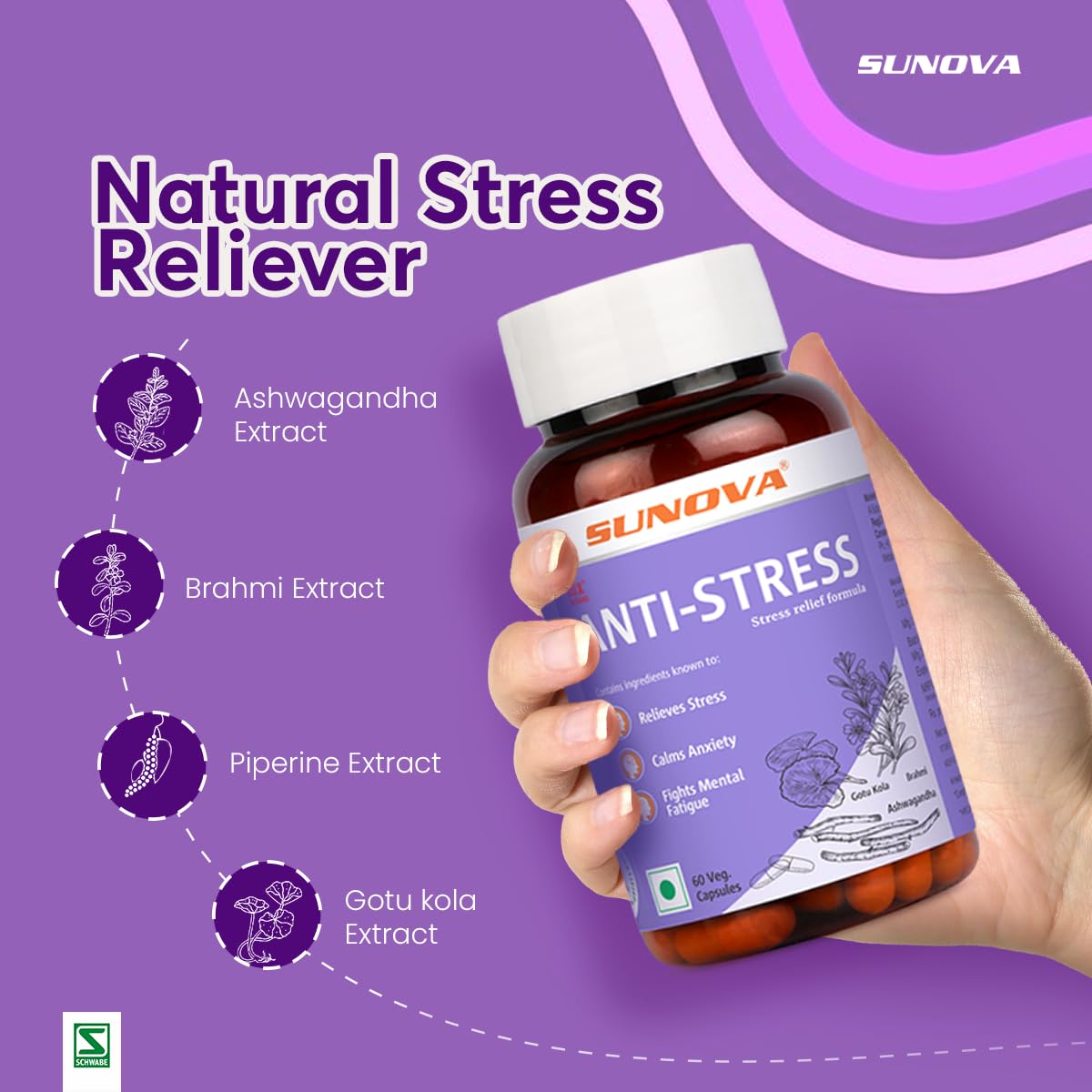 Sunova Anti-Stress (Stress Relief Formula), 60 Capsules