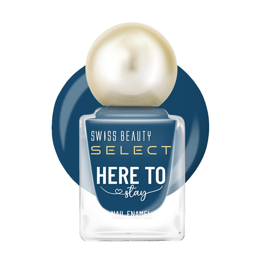 Swiss Beauty Select Here to Stay Nail Enamel with High gloss finish | Waterproof & Long-Lasting | Non - stain chip resistant | Shade- Mosaic Blue, 12ml |
