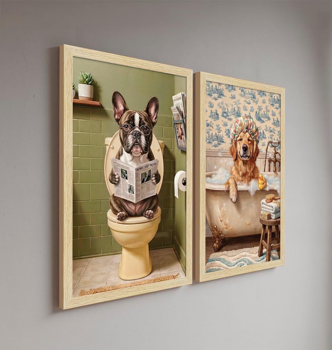 Dog Wall Art for Washroom & Bathroom Paintings | Washroom Photos Frame