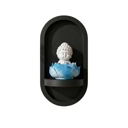 eCraftIndia White Lord Buddha Idol in Blue Lotus Base | Baby Buddha Statue for Car Dashboard Office Home Decor | Gift for Diwali Housewarming Birthday